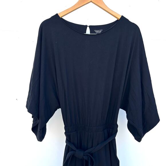 Garnet Hill Prato Knit Jumpsuit Black XS Extra Small Wide Leg Lyocell Flowy - Picture 6 of 10